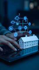 Property or real estate concepts with owner developer using model houses reflect the tangible spaces now governed by intelligent technology, offering a glimpse into the future of residential convenien