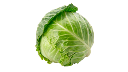 raw green fresh Cabbage isolated on transparent background cutout