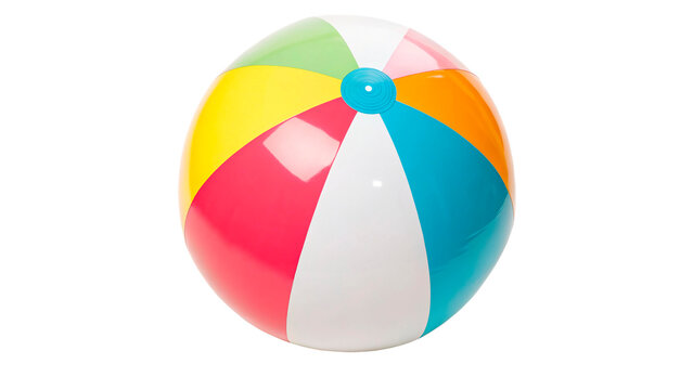 colorful beach ball isolated on transparent background cut out