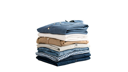 Clothing stack isolated on transparent background  Laundry concept
