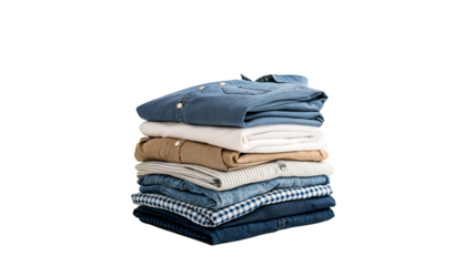 Clothing stack isolated on transparent background  Laundry concept