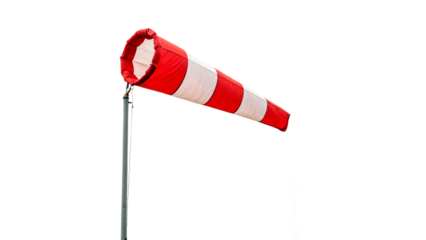 Red and White Windsock isolated on transparent background