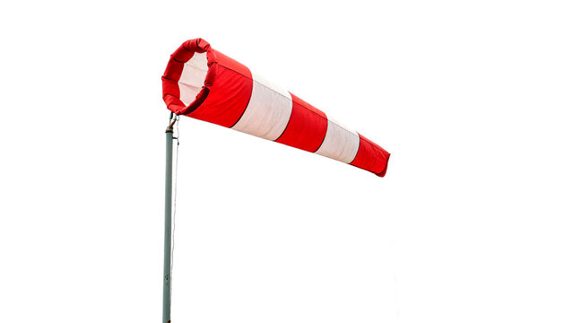 Red and White Windsock isolated on transparent background