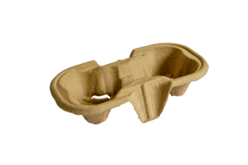 Empty cardboard cup holder isolated on transparent background