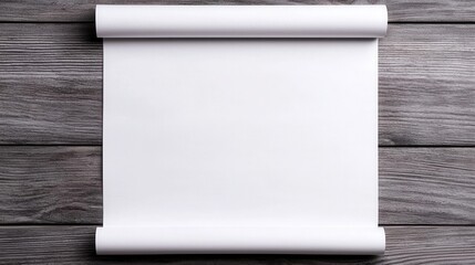 Blank Scroll Unrolled on Wooden Surface for Creative Ideas and Presentations, Background Design