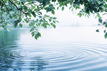 serene landscape depicting clear water bodies surrounded by lush greenery embodying tranquility and peace.