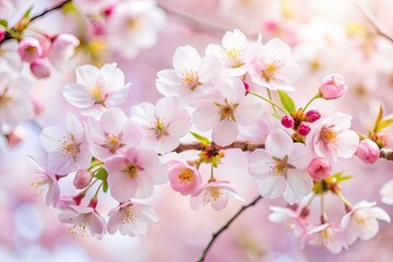 Obraz premium Delicate Cherry Blossoms Pastel Spring Dream