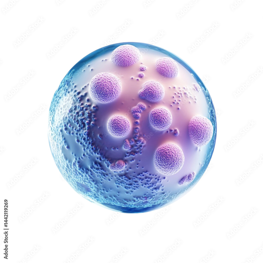 Poster microscopic view of a cell with multiple nuclei showing internal structures