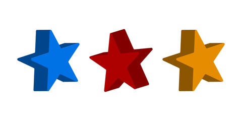 Vector illustration of 3D Stars set isolated on white background