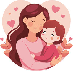  Cute Cartoon Mother's Day Artwork in Soft Pastel Tones.