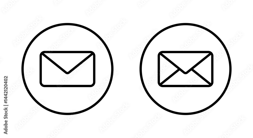Poster envelope email, message icon on circle line. newsletter web sign. mail symbol