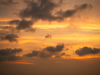 Sky sunset evening sunrise cloud weather dramatic landscape goldent and indigo color gradient pastel horizon, twilight yellow golden reflection morning nature environment energy ecosystem change.