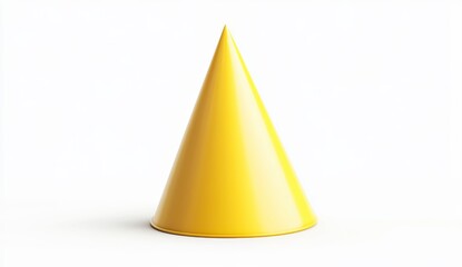 Fototapeta premium Bright Yellow Party Hat on White Background