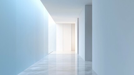 Bright Minimalist Hallway with Soft Light and Smooth Marble Floor