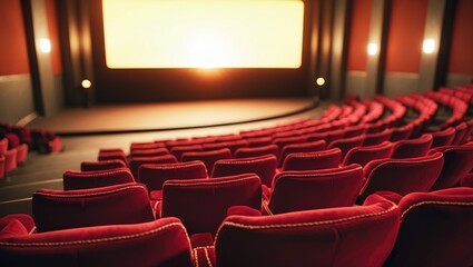 Fototapeta premium Inside a cinema showcasing screen and seating arrangements