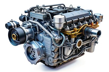 Drone Shot Diesel Engine Close Up - Powerful Machinery