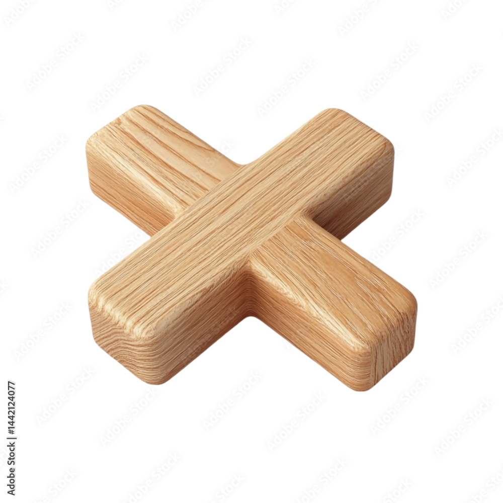 Poster wooden x symbol three dimensional cross shape design element