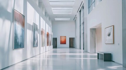 Obraz premium Modern Art Gallery with Bright Natural Light and Minimalist Design