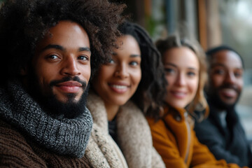 portraits of diverse people displaying range of emotions while engaging in cozy home activities.