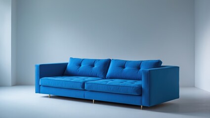modern white-background display of a beige suede sofa