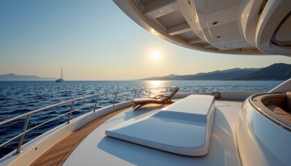 Fototapeta premium Luxury Yacht Deck at Sunset