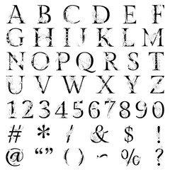 Png alphabet sign 123 set floral vintage typography