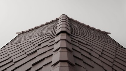 Clipping path included for isolated mockup of hip roof tile design