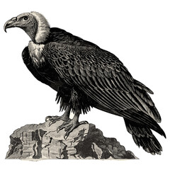 Beautiful vintage vulture bird of prey, old engraving sketch, trendy black and white illustration, antique, wildlife art, nature drawing, bird sketch, engraving style, artistic nature design