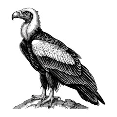 Vintage bird of prey vulture, black and white sketch, old engraving style, nature illustration, wildlife art, bird sketch, antique drawing, nature artwork, trendy wildlife design