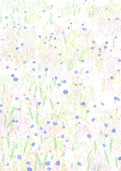 Sketched png summer flower pattern transparent background