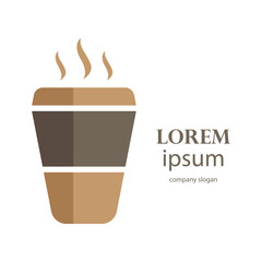 logo design of hot coffee in a glass with smoke