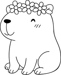 Cute capybara with flower crown, radiating joy and charm
