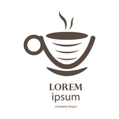 logo design of hot coffee in a glass with smoke