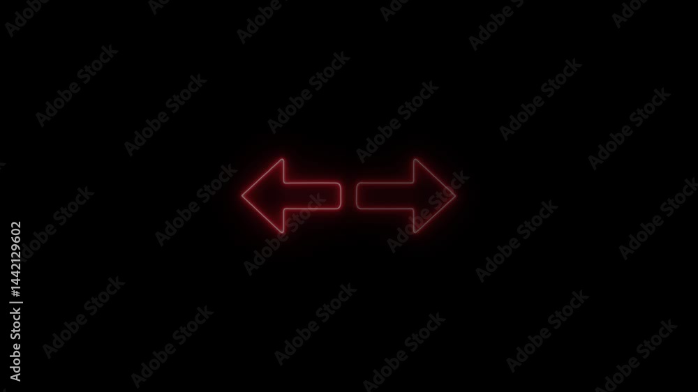 Aufkleber glowing colorful indicating arrow blinking animation. neon arrow icon left and right side indicating