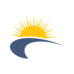 beautiful sea sunset view logo design