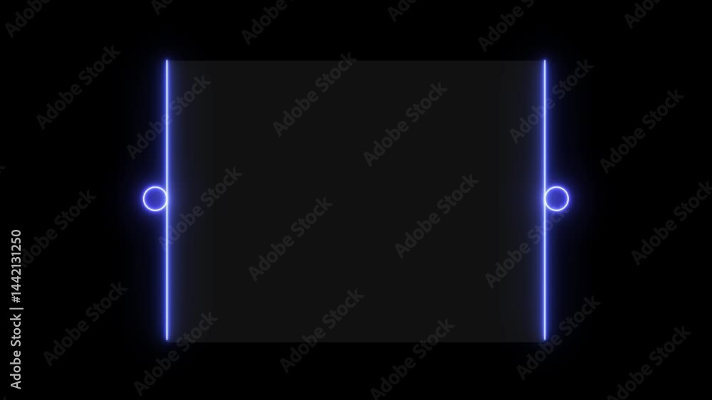 Poster neon hud square frames. neon hologram screen modern banner frame of lower third. hud frame digital t