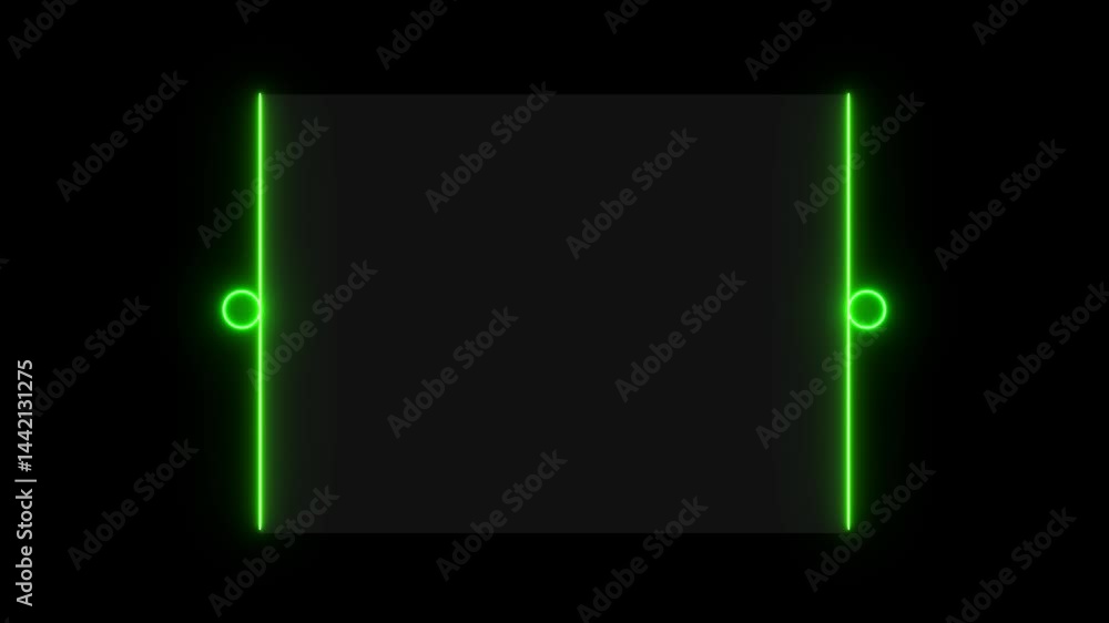 Poster neon hud square frames. neon hologram screen modern banner frame of lower third. hud frame digital t