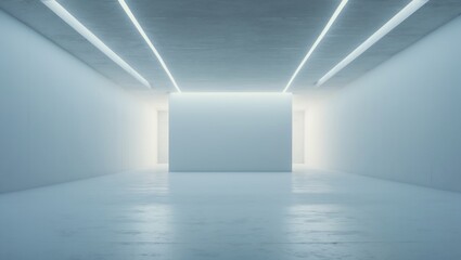 Room for meetings with lighting and a wall that is empty