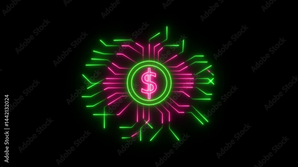 Poster dollar currency with futuristic interface and glowing hud circle hi-tech background. sci-fi digital 