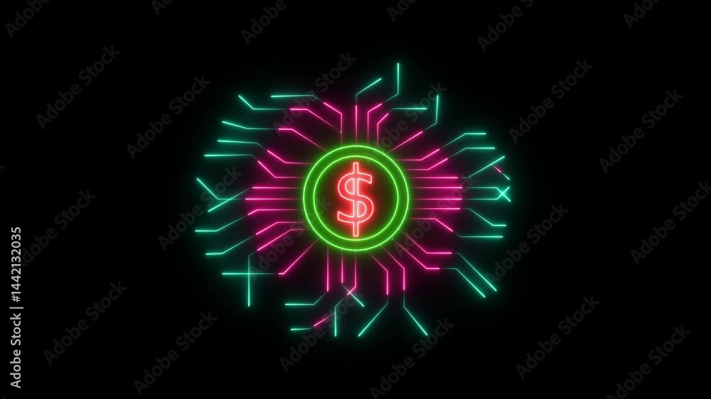 Poster dollar currency with futuristic interface and glowing hud circle hi-tech background. sci-fi digital 
