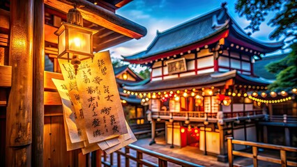 Obraz premium Fortune Telling Slip Tomioka Shrine Urban Exploration Closeup Photo AI Art