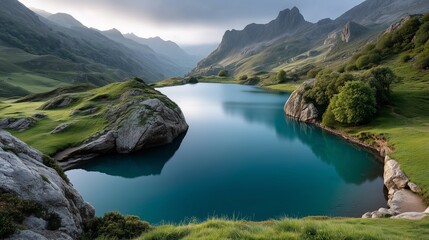 The water is calm and clear