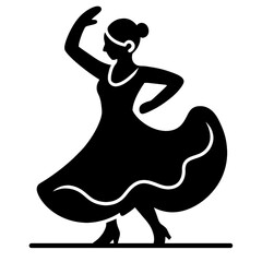Fototapeta premium A flat design icon of a flamenco dancer with a swirling skirt 