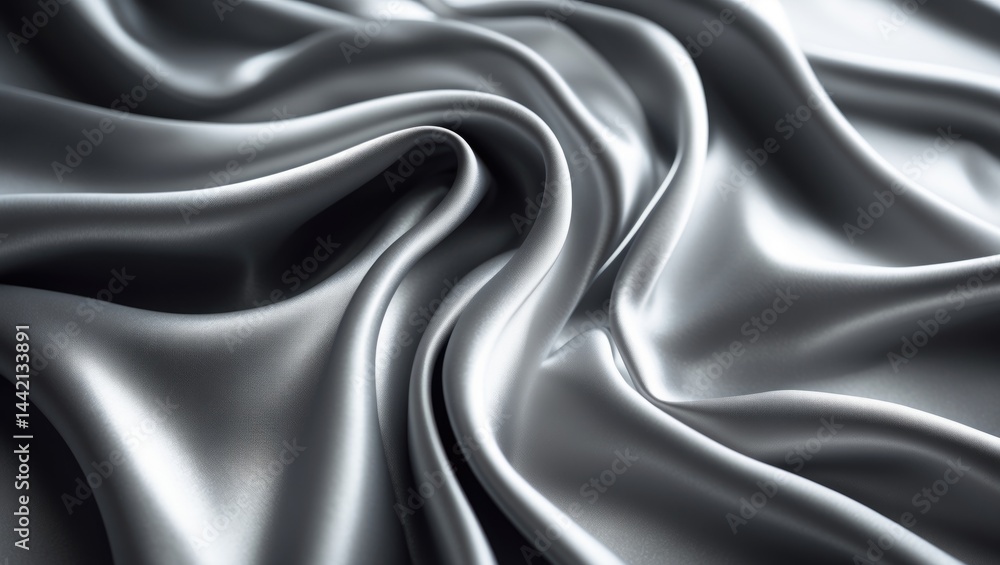 Aufkleber dark fabric texture in black and gray satin, showcasing a luxurious shiny abstract silk cloth with s