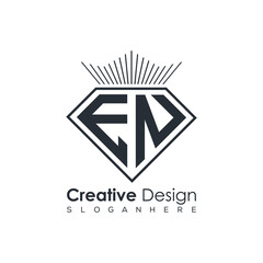 Fototapeta premium Luxury Initial Letter Monogram in Pentagon Diamond Shape with Royal Crown for Premium Branding & High-End Logo Design 