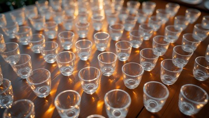 A Table Set with Many Empty Wine Glasses for an Event