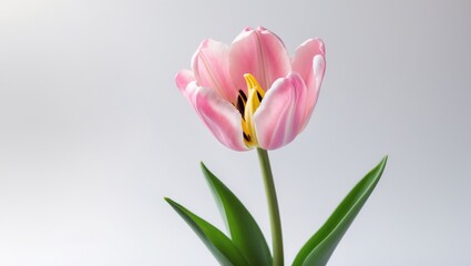 Fototapeta premium Close-up macro shot of one tulip head against background