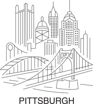 Pittsburgh City Line Draw Simple Minimalist
