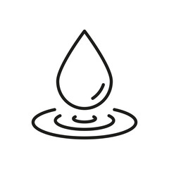 Fototapeta premium Water Drop With Ripples Line Icon. Hydration, Purity, And Fluidity Outline Symbol. Water Conservation And Environmental Awareness. Editable Stroke. Isolated Vector Illustration