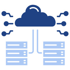 Data Center Flat Blue Icon